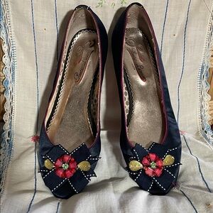 Poetic License Black and Pink Floral Flats